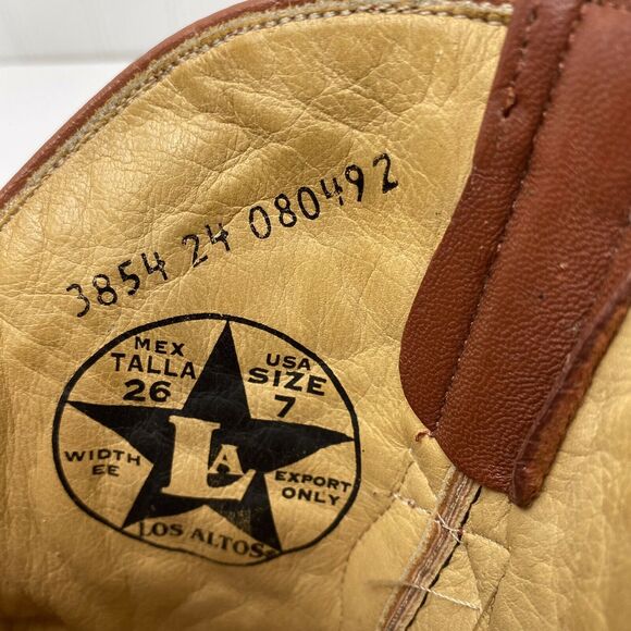 Los Altos Boots 6X Cognac Ostrich Fashion Cowboy Western Boots Mens US 7 EE $370 - Picture 7 of 12